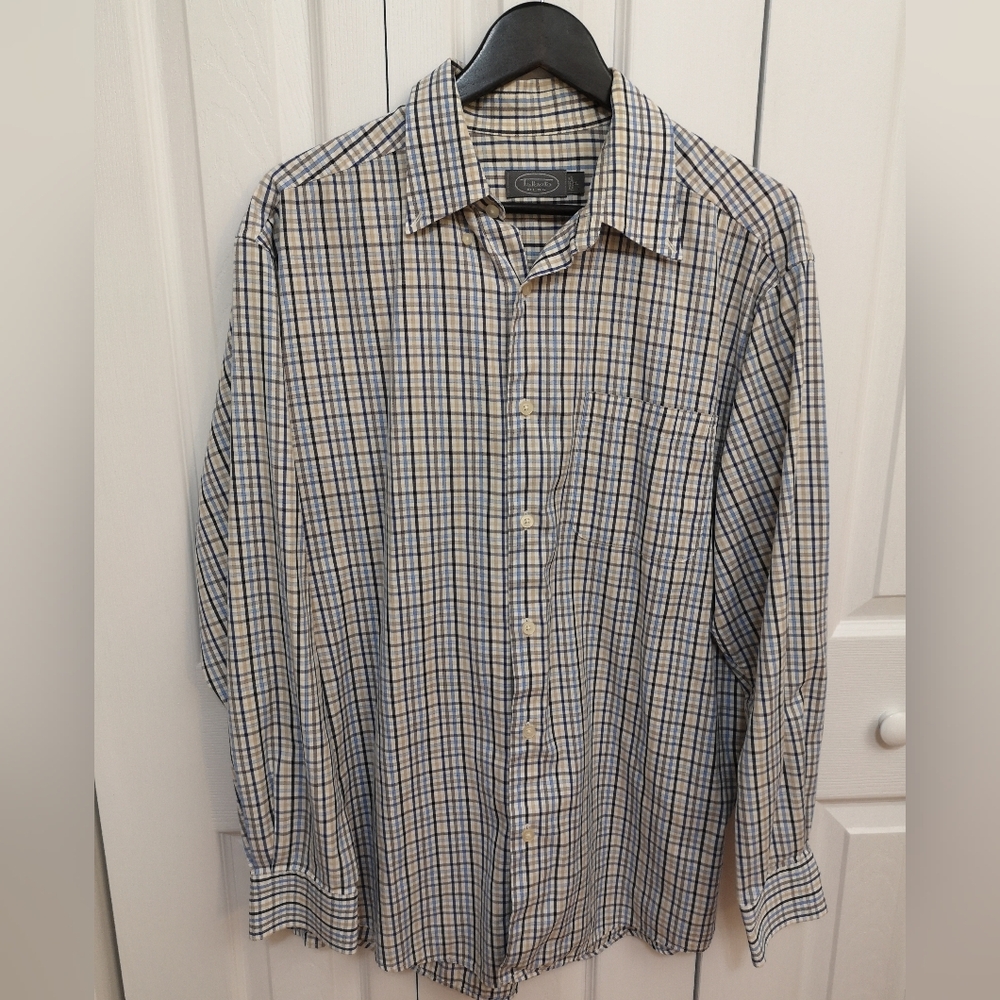Talbots Y2K Men's Plaid Dress Shirt Size Large